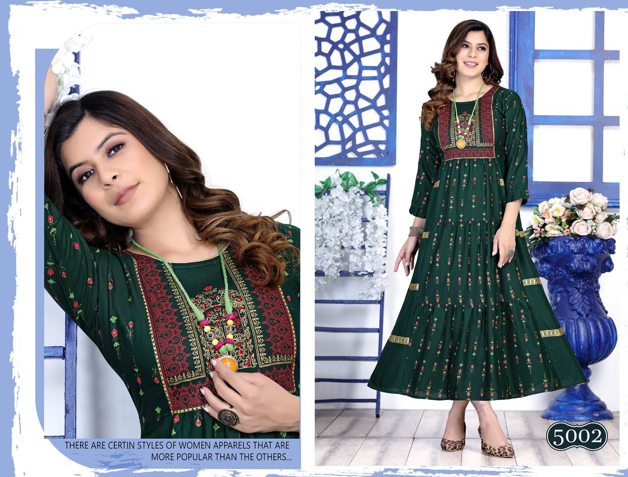 Golden Occasions 1 Rayon Designer Fancy Long Kurti Collection